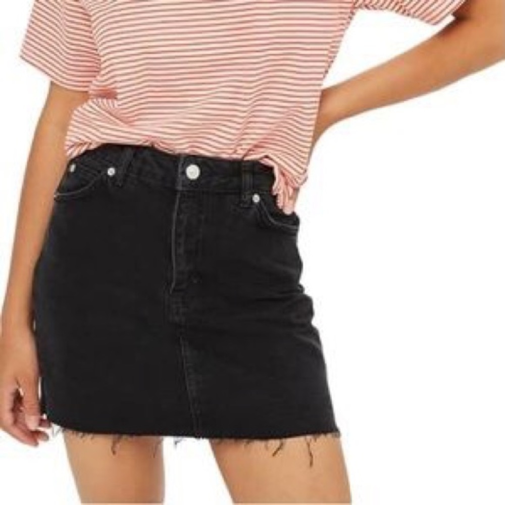 Topshop Moto Black Denim Skirt